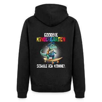 School Enrollment Dino Back to School - Unisex Premium Organic Zip Hoodie - black - Back - Nico (187cm)