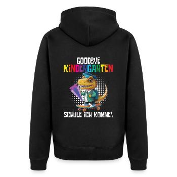 School Enrollment Dino Back to School - Unisex Premium Organic Zip Hoodie - black - Back - Nico (187cm)