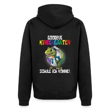 School Enrollment Dino Back to School - Unisex Premium Organic Zip Hoodie - black - Back - Nico (187cm)