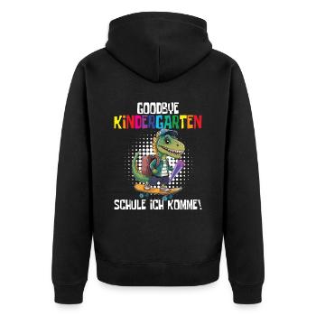 School Enrollment Dino Back to School - Unisex Premium Organic Zip Hoodie - black - Back - Nico (187cm)