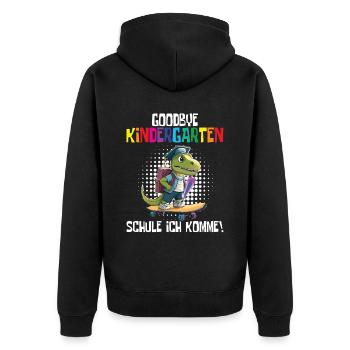 School Enrollment Dino Back to School - Unisex Premium Organic Zip Hoodie - black - Back - Nico (187cm)
