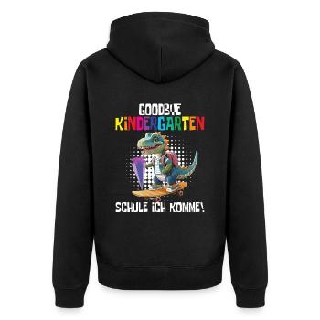 School Enrollment Dino Back to School - Unisex Premium Organic Zip Hoodie - black - Back - Nico (187cm)