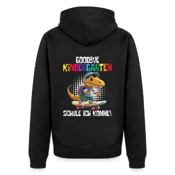 School Enrollment Dino Back to School - Unisex Premium Organic Zip Hoodie - black - Back - Nico (187cm)