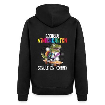 School Enrollment Dino Back to School - Unisex Premium Organic Zip Hoodie - black - Back - Nico (187cm)