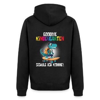 School Enrollment Dino Back to School - Unisex Premium Organic Zip Hoodie - black - Back - Nico (187cm)