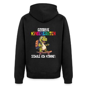 School Enrollment Dino Back to School - Unisex Premium Organic Zip Hoodie - black - Back - Nico (187cm)