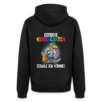 School Enrollment Dino Back to School - Unisex Premium Organic Zip Hoodie - black - Back - Nico (187cm)