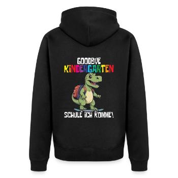 School Enrollment Dino Back to School - Unisex Premium Organic Zip Hoodie - black - Back - Nico (187cm)