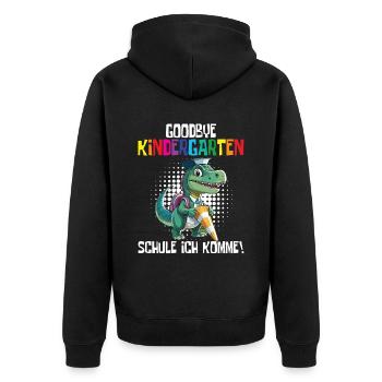 School Enrollment Dino Back to School - Unisex Premium Organic Zip Hoodie - black - Back - Nico (187cm)