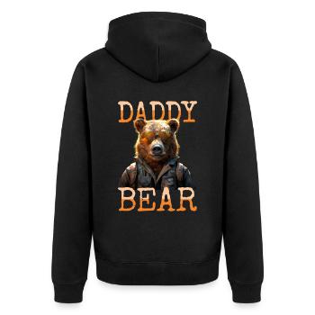 Daddy Bear Bären Papa Dad Vatertag Grizzly Bär - Unisex Premium Bio Zip Hoodie - Schwarz - Hinten - Nico (187cm)
