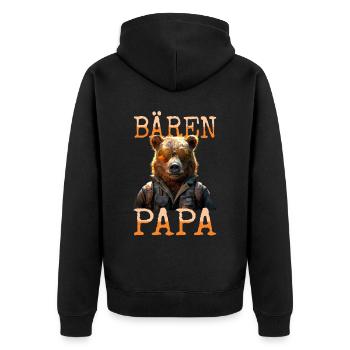 Bären Papa Daddy Bär Dad Vatertag Vater Grizzly - Unisex Premium Bio Zip Hoodie - Schwarz - Hinten - Nico (187cm)