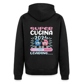 Become a cousin in 2024 - Unisex Premium Organic Zip Hoodie - black - Back - Nico (187cm)