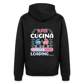 gescheCousine werden Cousine 2024 - Unisex Premium Bio Zip Hoodie - Schwarz - Hinten - Nico (187cm)