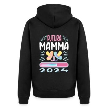 Super Mamma 2024 Loading - Unisex Premium Organic Zip Hoodie - black - Back - Nico (187cm)