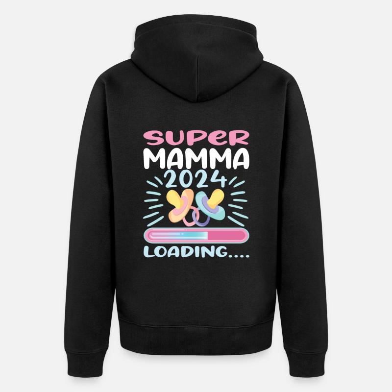Super Mamma 2024 Loading - Unisex Premium Organic Zip Hoodie - black