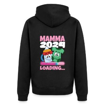 Super Mamma 2024 Loading - Unisex Premium Organic Zip Hoodie - black - Back - Nico (187cm)