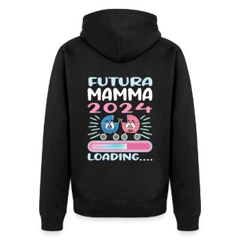 Super Mamma 2024 Loading - Unisex Premium Organic Zip Hoodie - black - Back - Nico (187cm)