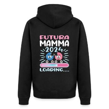 Super Mamma 2024 Loading - Unisex Premium Organic Zip Hoodie - black - Back - Nico (187cm)