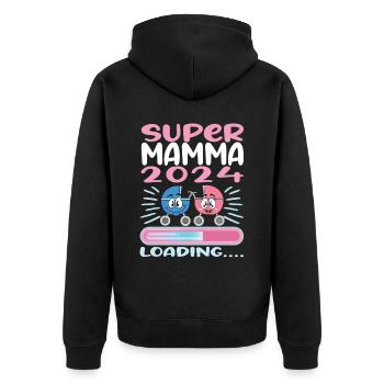 Super Mamma 2024 Loading - Unisex Premium Organic Zip Hoodie - black - Back - Nico (187cm)