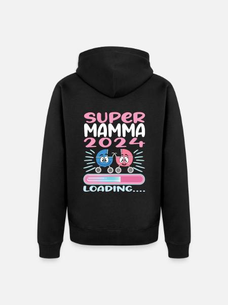 Super Mamma 2024 Loading - Unisex Premium Organic Zip Hoodie - black