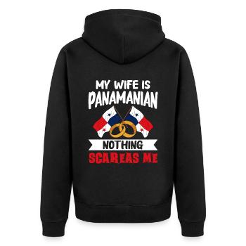 Panama Flag Panamanian Panama Flag - Unisex Premium Organic Zip Hoodie - black - Back - Nico (187cm)