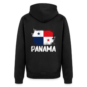 Panama Flag Panamanian Panama Flag - Unisex Premium Organic Zip Hoodie - black - Back - Nico (187cm)