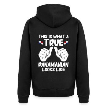 Panama Flag Panamanian Panama Flag - Unisex Premium Organic Zip Hoodie - black - Back - Nico (187cm)