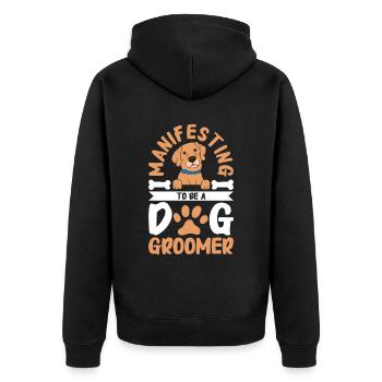 Hundefrisör und Hundepflege - Unisex Premium Bio Zip Hoodie - Schwarz - Hinten - Nico (187cm)