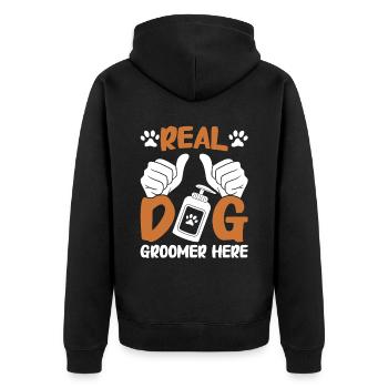 Hundefrisör und Hundepflege - Unisex Premium Bio Zip Hoodie - Schwarz - Hinten - Nico (187cm)