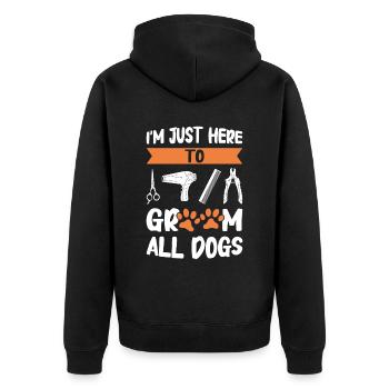 Hundefrisör und Hundepflege - Unisex Premium Bio Zip Hoodie - Schwarz - Hinten - Nico (187cm)
