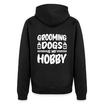 Hundefrisör und Hundepflege - Unisex Premium Bio Zip Hoodie - Schwarz - Hinten - Nico (187cm)