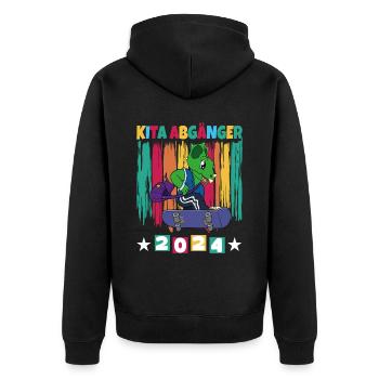 Kita Abgänger 2024 Einschulung 2024 - Unisex Premium Bio Zip Hoodie - Schwarz - Hinten - Nico (187cm)