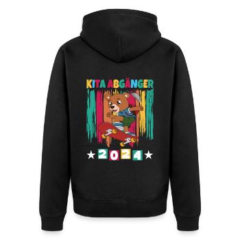 Kita Abgänger 2024 Einschulung 2024 - Unisex Premium Bio Zip Hoodie - Schwarz - Hinten - Nico (187cm)