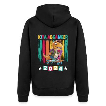 Kita Abgänger 2024 Einschulung 2024 - Unisex Premium Bio Zip Hoodie - Schwarz - Hinten - Nico (187cm)
