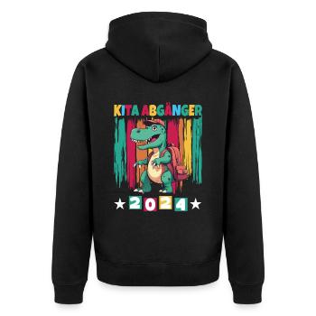 Kita Abgänger 2024 Einschulung 2024 - Unisex Premium Bio Zip Hoodie - Schwarz - Hinten - Nico (187cm)