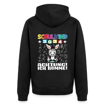 Inscription scolaire 2024 de l’école de la rentrée scolaire - Veste à capuche bio Premium Unisexe - noir - Dos - Nico (187cm)