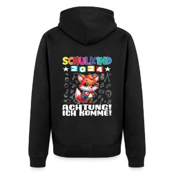 Schulkind 2024 Einschulung Schulanfang - Unisex Premium Bio Zip Hoodie - Schwarz - Hinten - Nico (187cm)