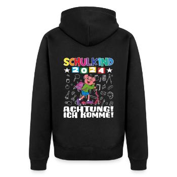 Inscription scolaire 2024 de l’école de la rentrée scolaire - Veste à capuche bio Premium Unisexe - noir - Dos - Nico (187cm)