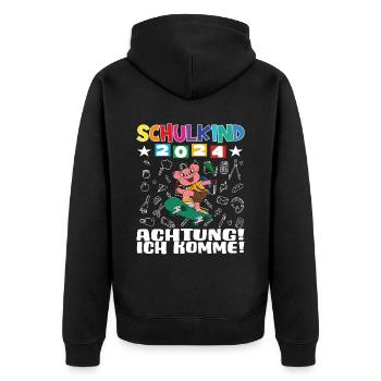 Inscription scolaire 2024 de l’école de la rentrée scolaire - Veste à capuche bio Premium Unisexe - noir - Dos - Nico (187cm)