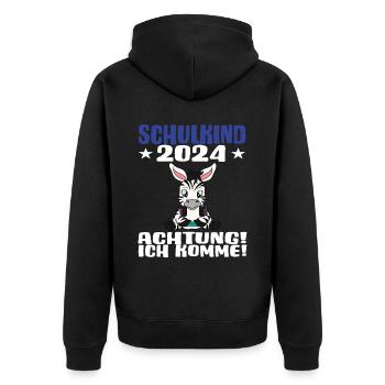 Inscription scolaire 2024 de l’école de la rentrée scolaire - Veste à capuche bio Premium Unisexe - noir - Dos - Nico (187cm)