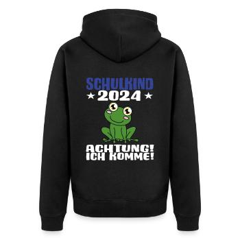 Inscription scolaire 2024 de l’école de la rentrée scolaire - Veste à capuche bio Premium Unisexe - noir - Dos - Nico (187cm)