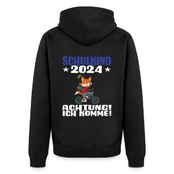 Inscription scolaire 2024 de l’école de la rentrée scolaire - Veste à capuche bio Premium Unisexe - noir - Dos - Nico (187cm)