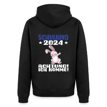 Inscription scolaire 2024 de l’école de la rentrée scolaire - Veste à capuche bio Premium Unisexe - noir - Dos - Nico (187cm)