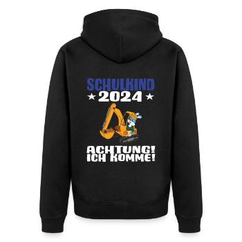Inscription scolaire 2024 de l’école de la rentrée scolaire - Veste à capuche bio Premium Unisexe - noir - Dos - Nico (187cm)