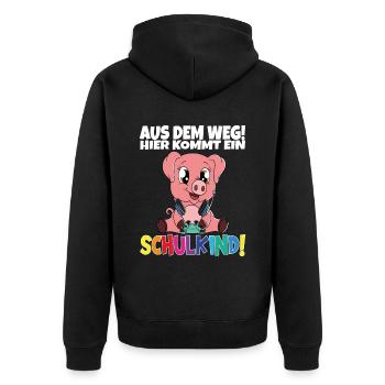 Schulkind 2024 Einschulung Schulanfang - Unisex Premium Bio Zip Hoodie - Schwarz - Hinten - Nico (187cm)