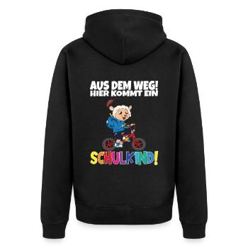 Schulkind 2024 Einschulung Schulanfang - Unisex Premium Bio Zip Hoodie - Schwarz - Hinten - Nico (187cm)