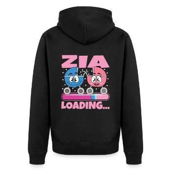 Zia 2024 Loading Aunt 2024 - Unisex Premium Organic Zip Hoodie - black - Back - Nico (187cm)