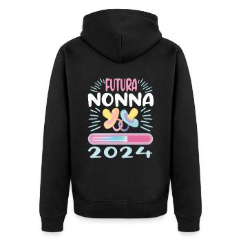 Nonna 2024 Loading Grandma 2024 - Unisex Premium Organic Zip Hoodie - black - Back - Nico (187cm)