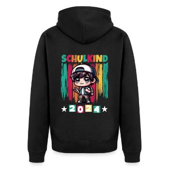 Inscriptions scolaires des élèves du primaire 2024 - Veste à capuche bio Premium Unisexe - noir - Dos - Nico (187cm)