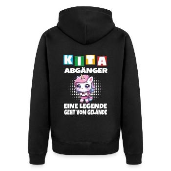 KITA Leavers School Child School Enrollment - Unisex Premium Organic Zip Hoodie - black - Back - Nico (187cm)